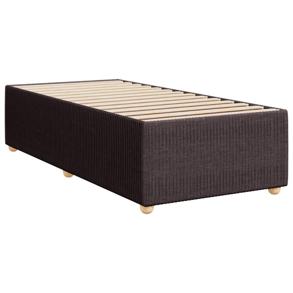 Cama box spring con colchón tela marrón oscuro 90x200