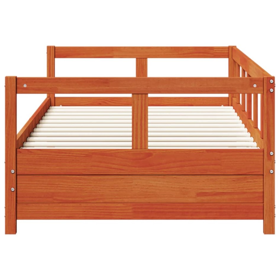 Sofá cama sin colchón madera maciza pino marrón cera 90x190