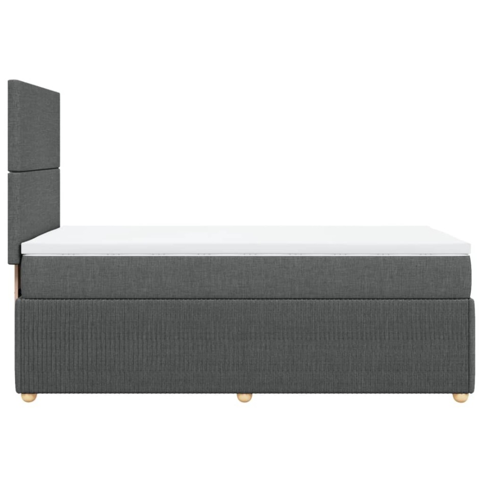 Cama box spring con colchón tela gris oscuro 100x200