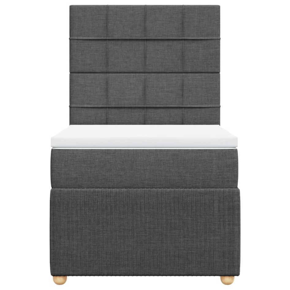 Cama box spring con colchón tela gris oscuro 100x200
