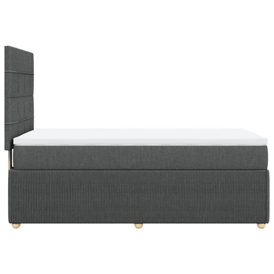 Cama box spring con colchón tela gris oscuro 100x200