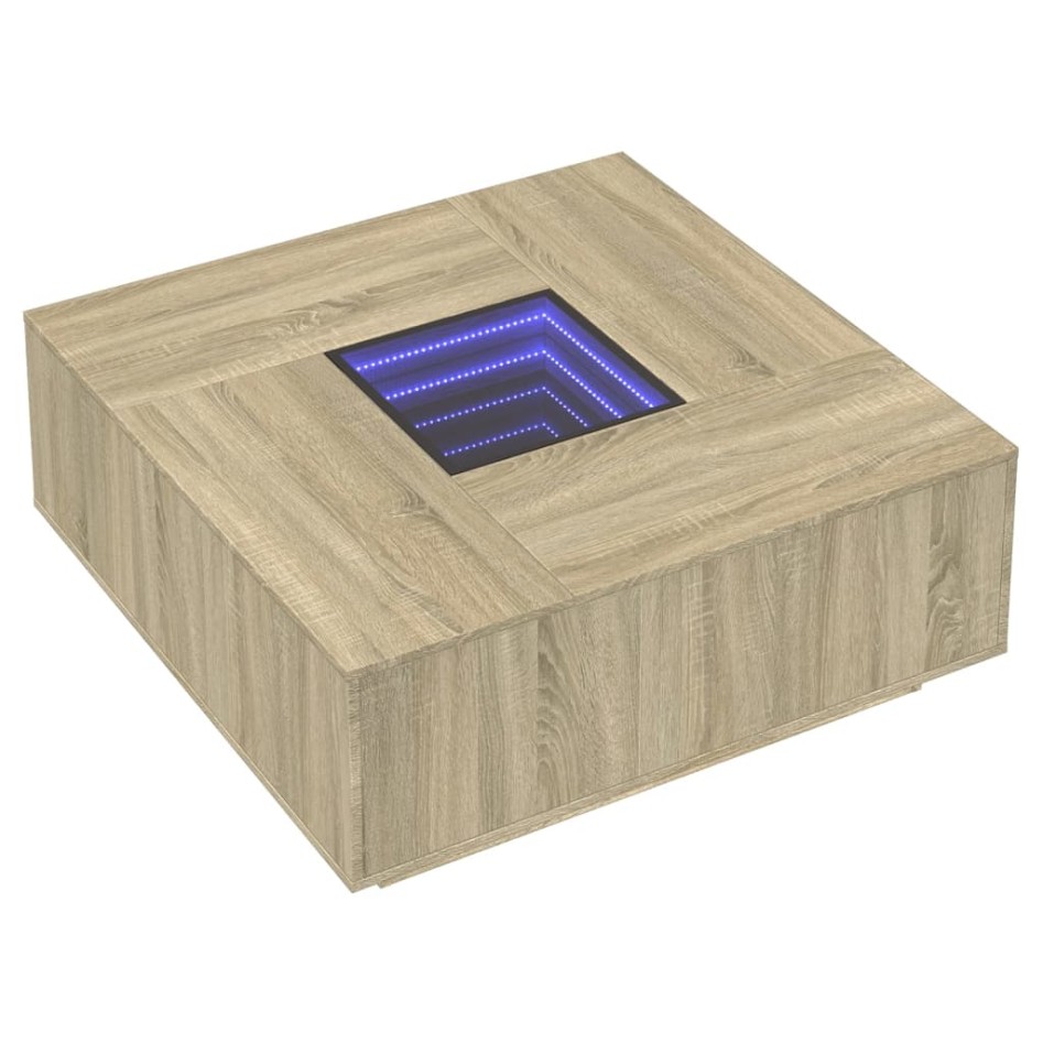 Mesa de centro con Infinity LED roble Sonoma 100x100x40