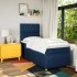 Cama box spring con colchón tela azul 100x200