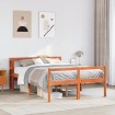 Estructura cama con cabecero madera pino marrón cera 120x200 cm