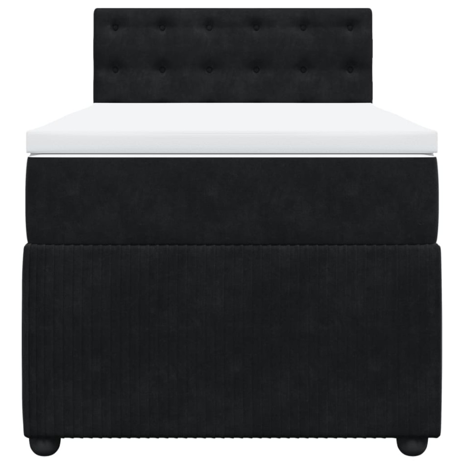 Cama box spring con colchón terciopelo negro 80x200