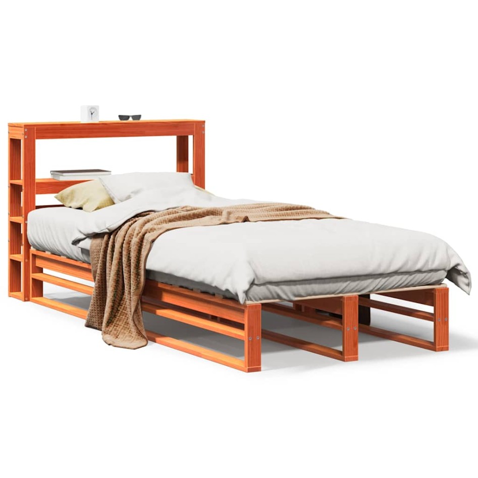 Estructura de cama sin colchón madera maciza marrón 75x190