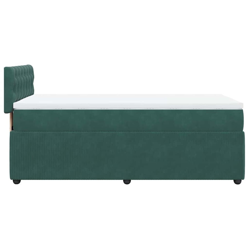 Cama box spring con colchón terciopelo verde oscuro 100x200