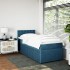 Cama box spring con colchón terciopelo azul 100x200