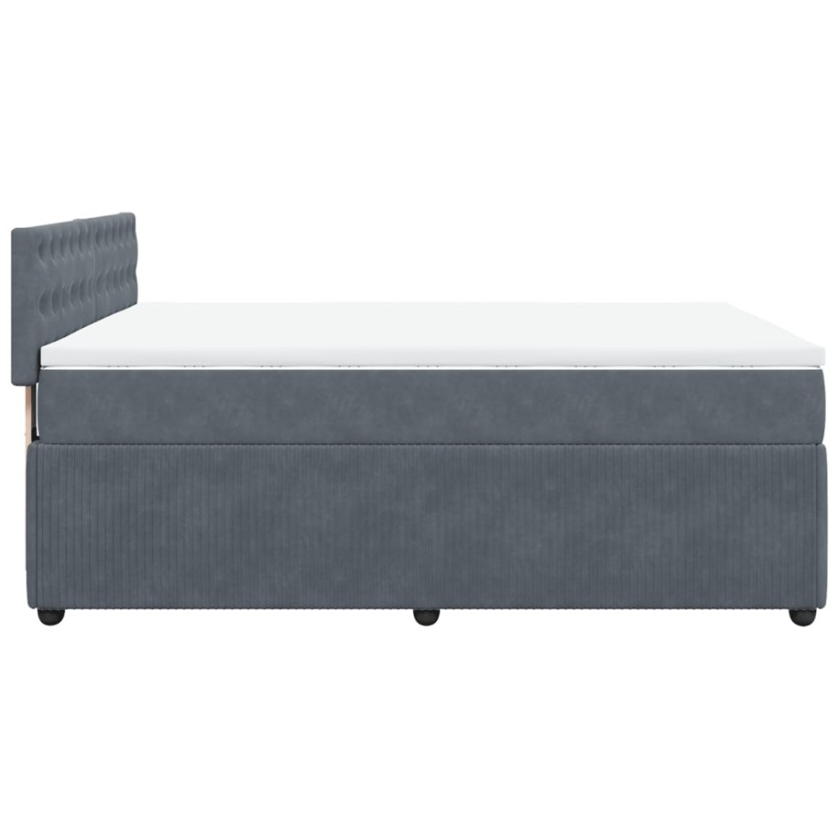 Cama box spring con colchón terciopelo gris oscuro 160x200