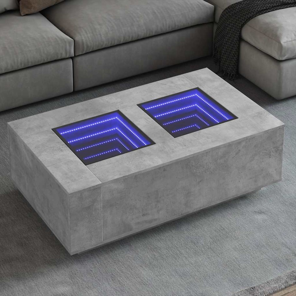 Mesa de centro con Infinity LED gris hormigón 116x69x40
