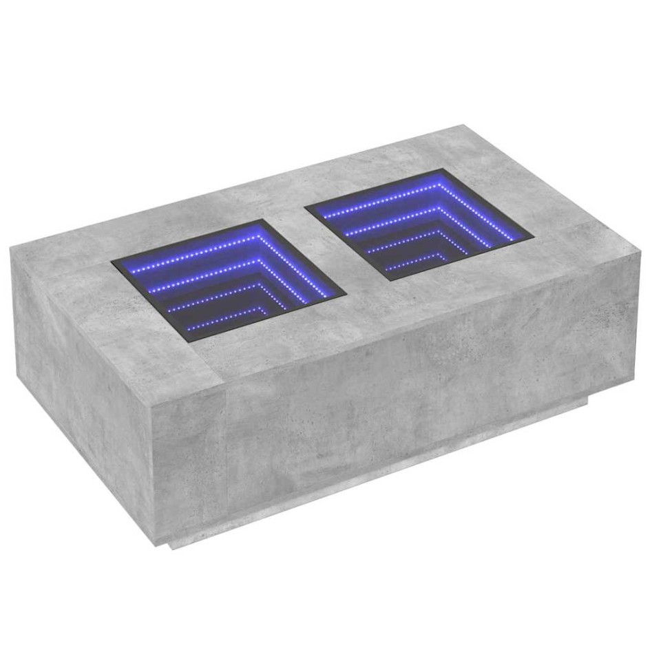 Mesa de centro con Infinity LED gris hormigón 116x69x40