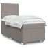 Cama box spring con colchón tela gris taupe 80x200