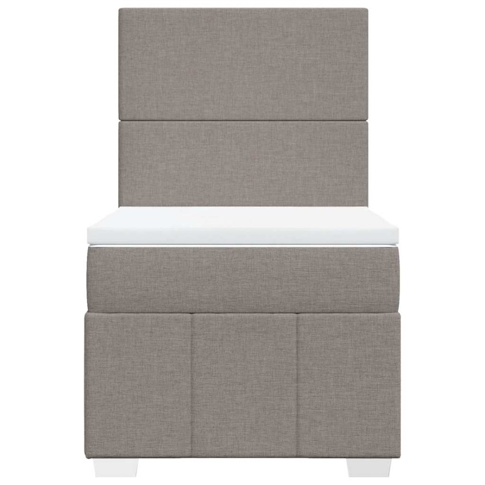 Cama box spring con colchón tela gris taupe 80x200