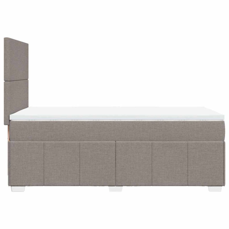Cama box spring con colchón tela gris taupe 80x200