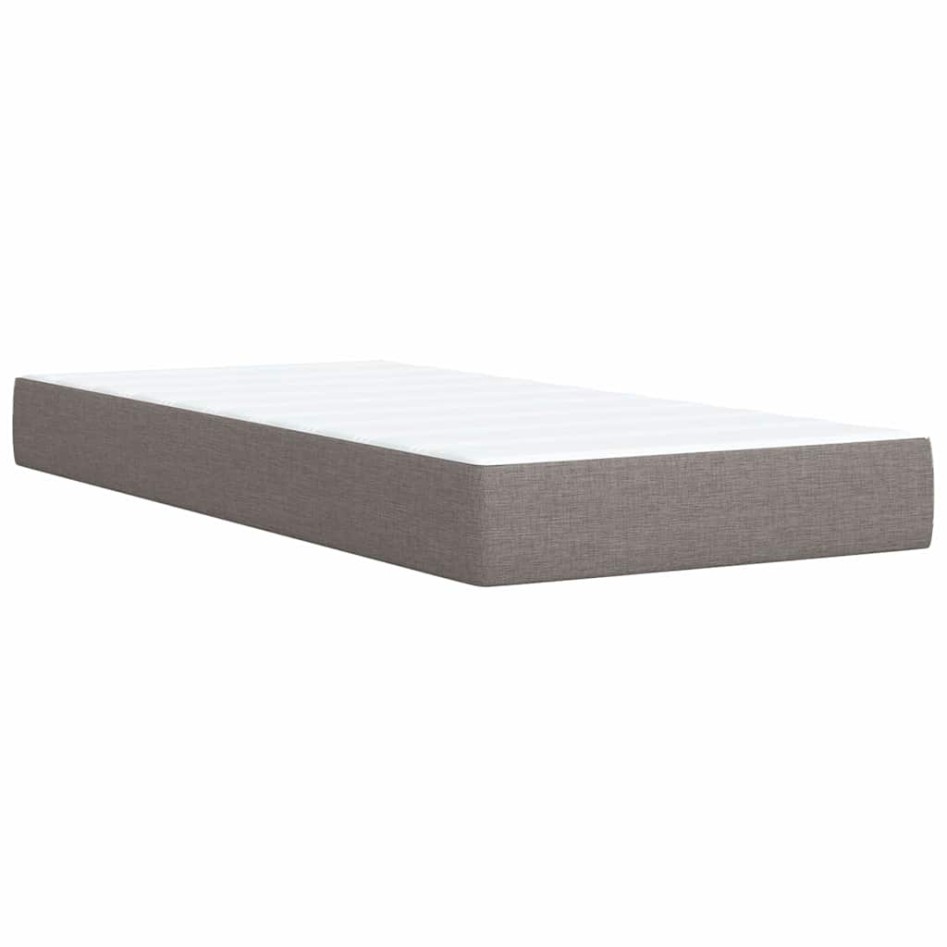Cama box spring con colchón tela gris taupe 80x200