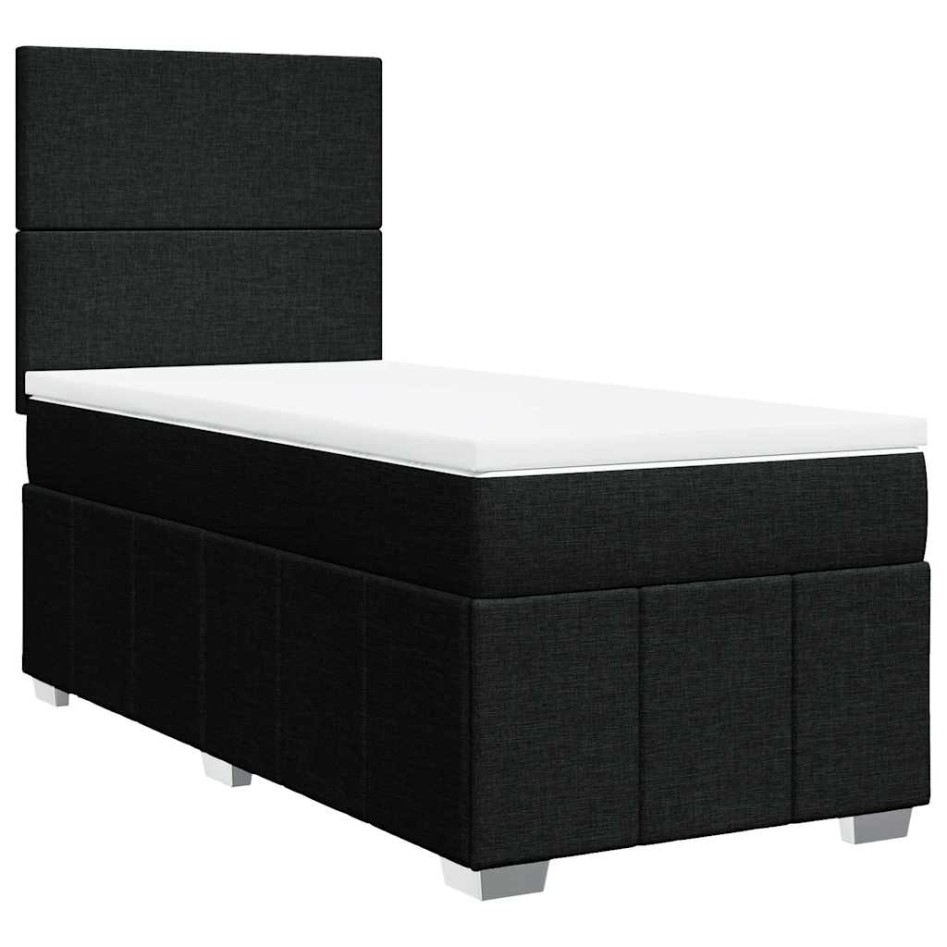 Cama box spring con colchón tela negro 80x200
