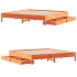 Cama sin colchón madera maciza de pino marrón cera 180x200