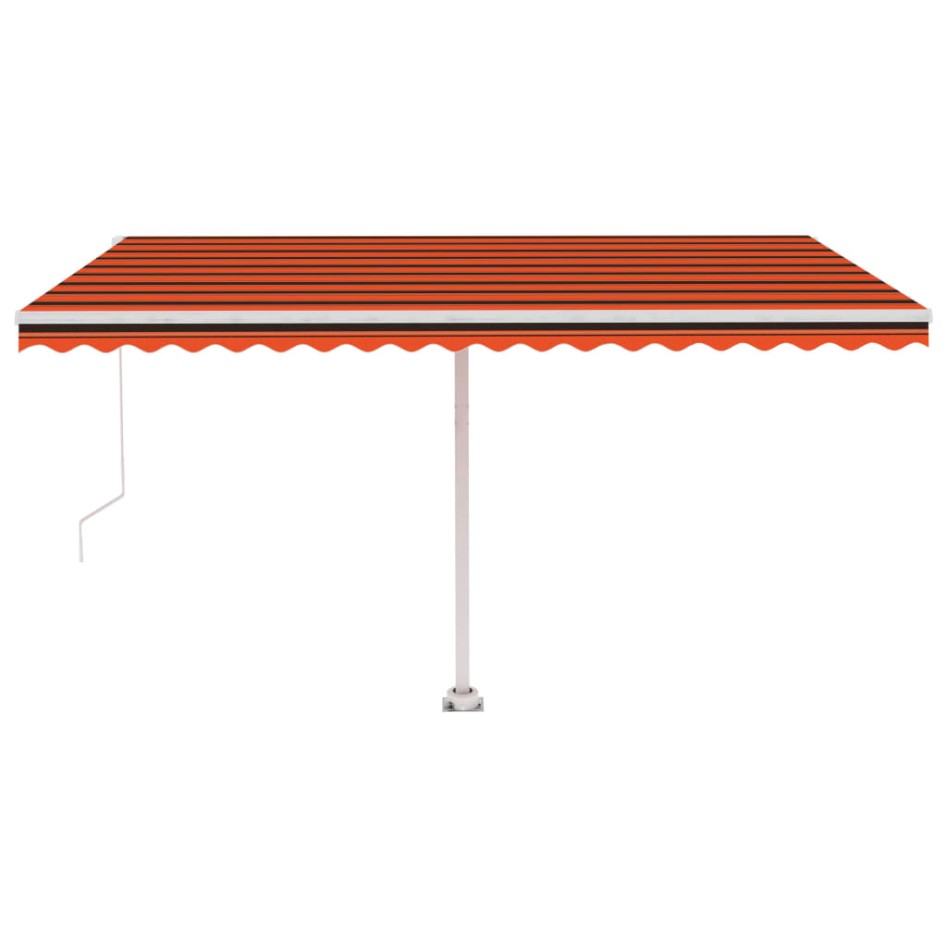 Toldo retráctil manual con LED naranja y marrón 450x300