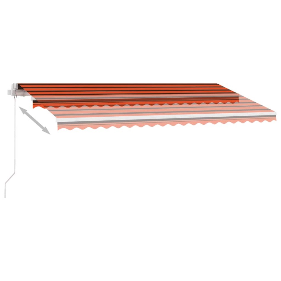 Toldo retráctil manual con LED naranja y marrón 450x300