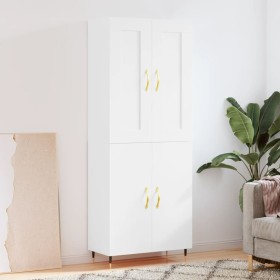 Aparador alto madera contrachapada blanco brillo 69,5x34x180