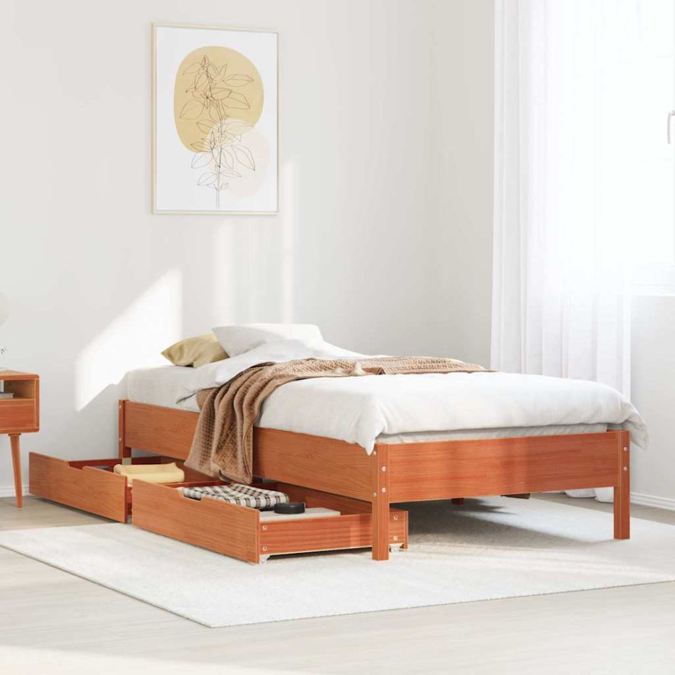 Estructura de cama sin colchón madera maciza marrón 75x190