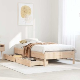 Estructura de cama sin colchón madera maciza pino 75x190