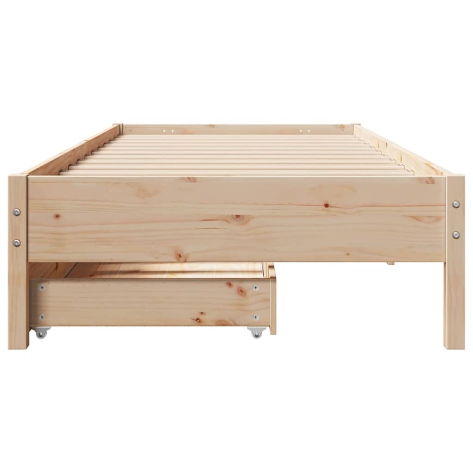 Estructura de cama sin colchón madera maciza pino 75x190