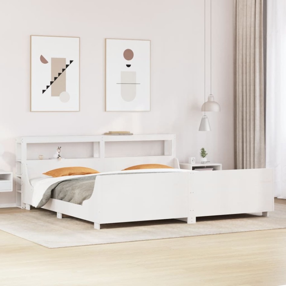 Estructura de cama sin colchón madera maciza blanca 200x200