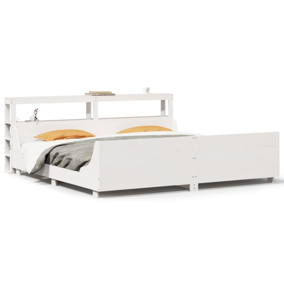 Estructura de cama sin colchón madera maciza blanca 200x200