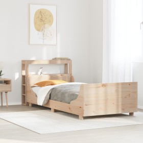 Estructura de cama sin colchón madera maciza pino 75x190