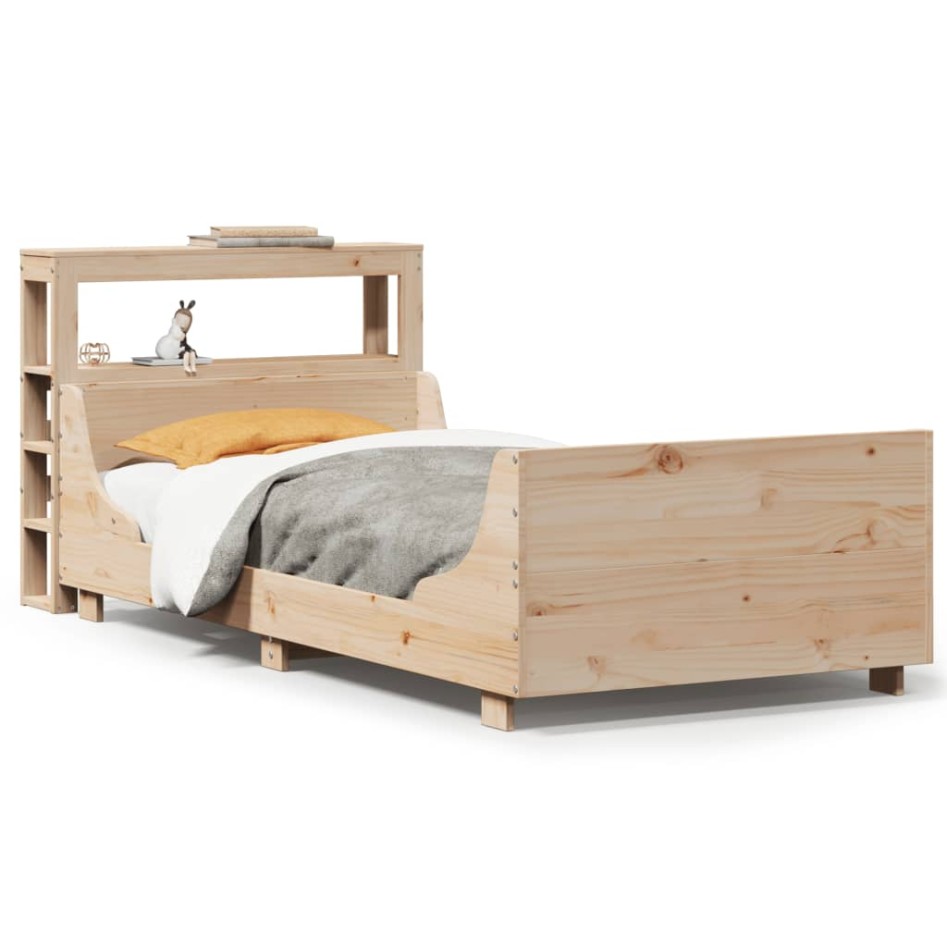 Estructura de cama sin colchón madera maciza pino 75x190