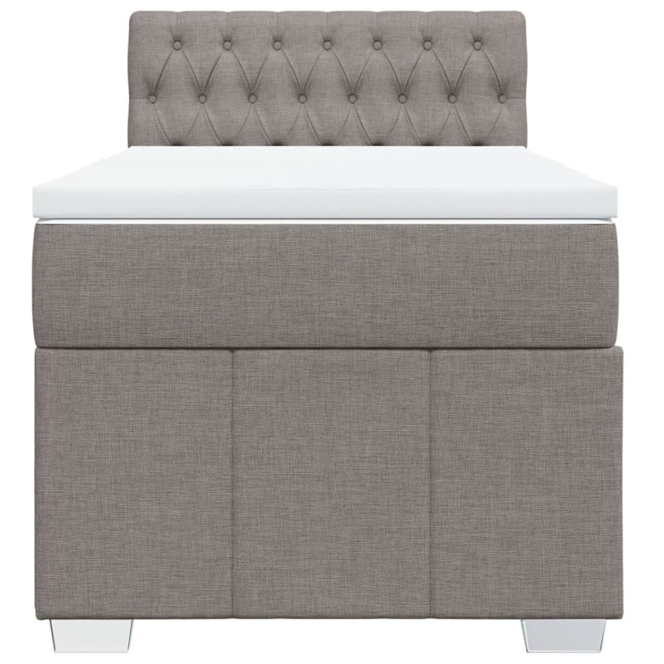 Cama box spring con colchón tela gris taupe 90x200