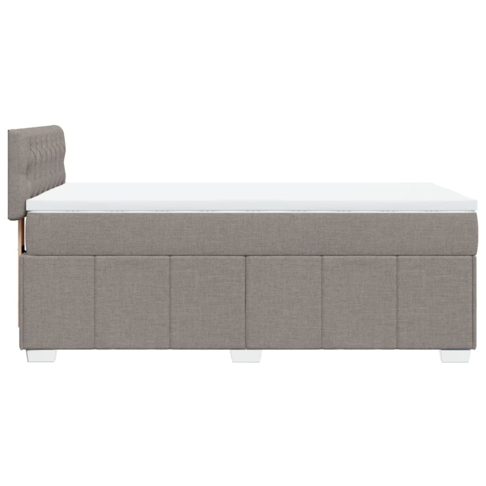 Cama box spring con colchón tela gris taupe 90x200