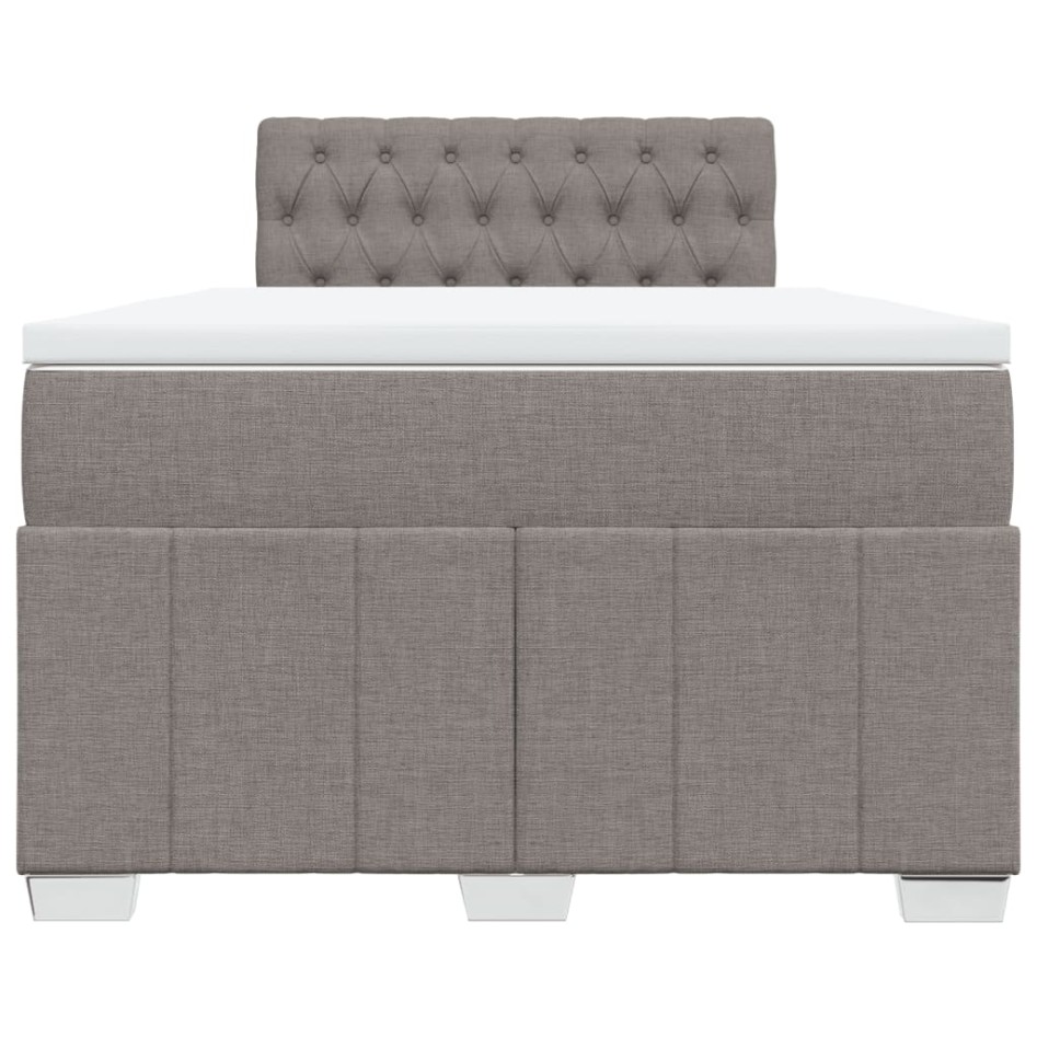 Cama box spring con colchón tela gris taupe 120x200