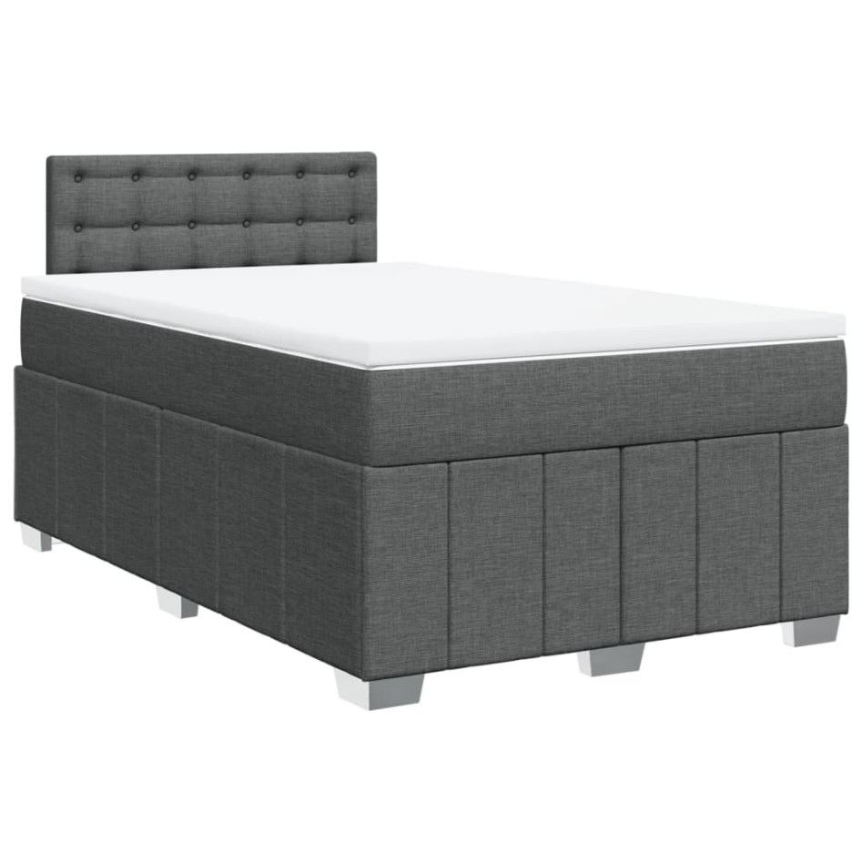 Cama box spring con colchón tela gris oscuro 120x200