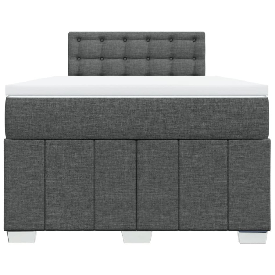 Cama box spring con colchón tela gris oscuro 120x200