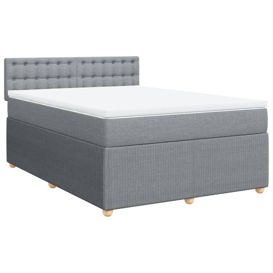 Cama box spring con colchón tela gris claro 160x200