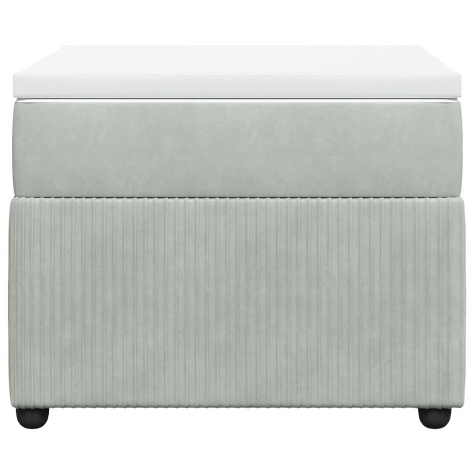 Cama box spring con colchón terciopelo gris claro 90x190