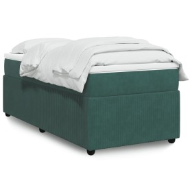 Cama box spring con colchón terciopelo verde oscuro 90x200