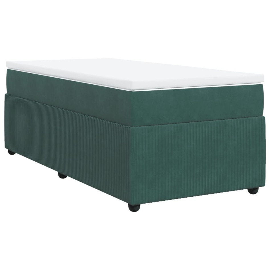 Cama box spring con colchón terciopelo verde oscuro 90x200