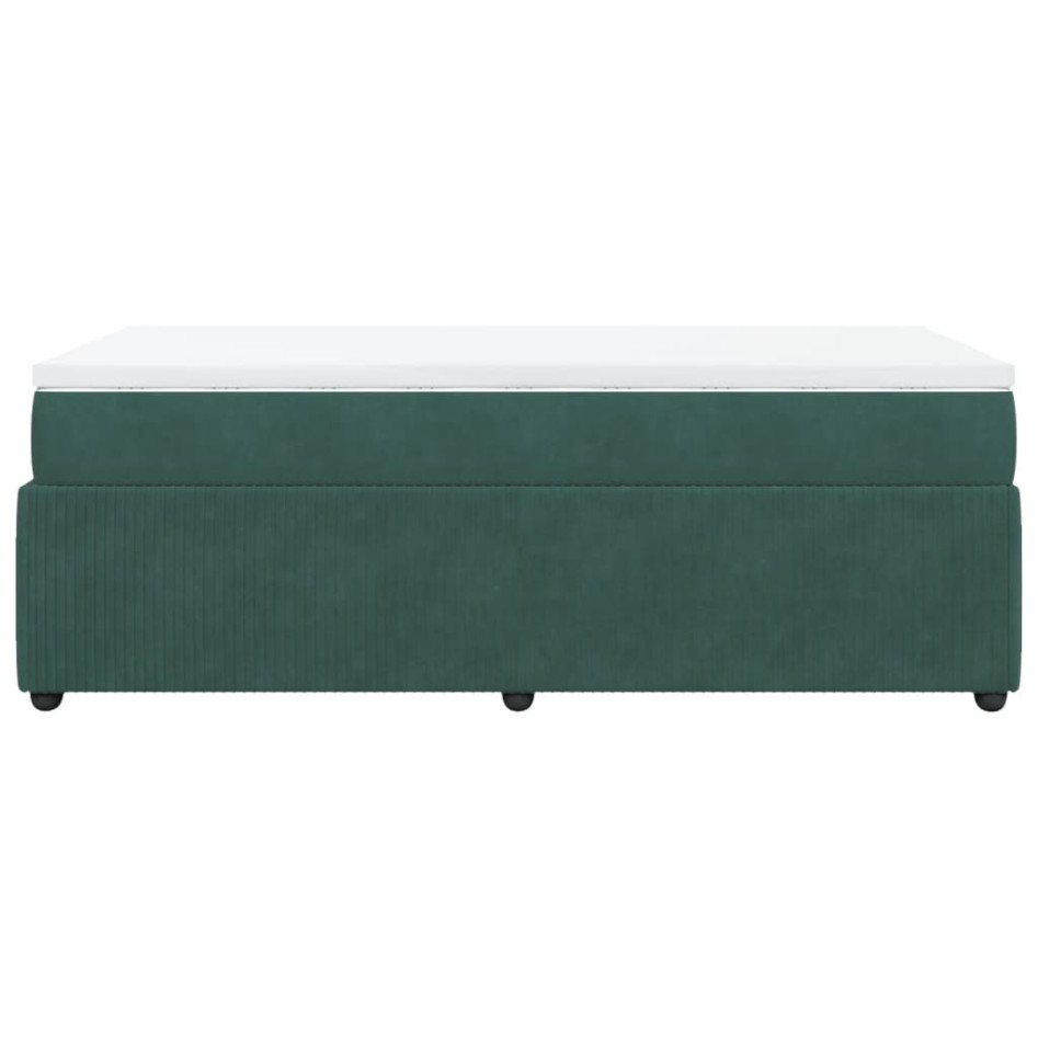 Cama box spring con colchón terciopelo verde oscuro 90x200