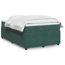 Cama box spring con colchón terciopelo verde oscuro 120x190