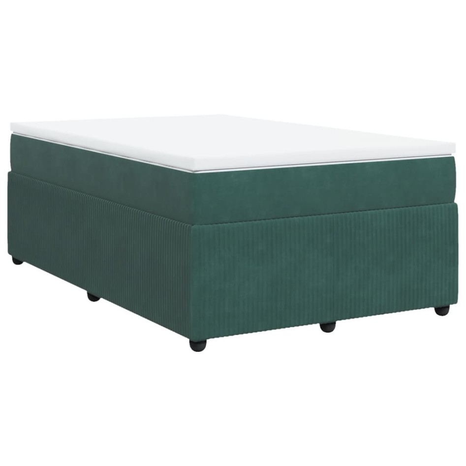 Cama box spring con colchón terciopelo verde oscuro 120x190