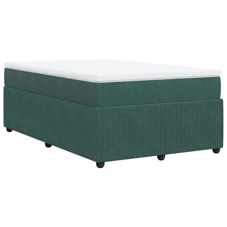 Cama box spring con colchón terciopelo verde oscuro 120x190