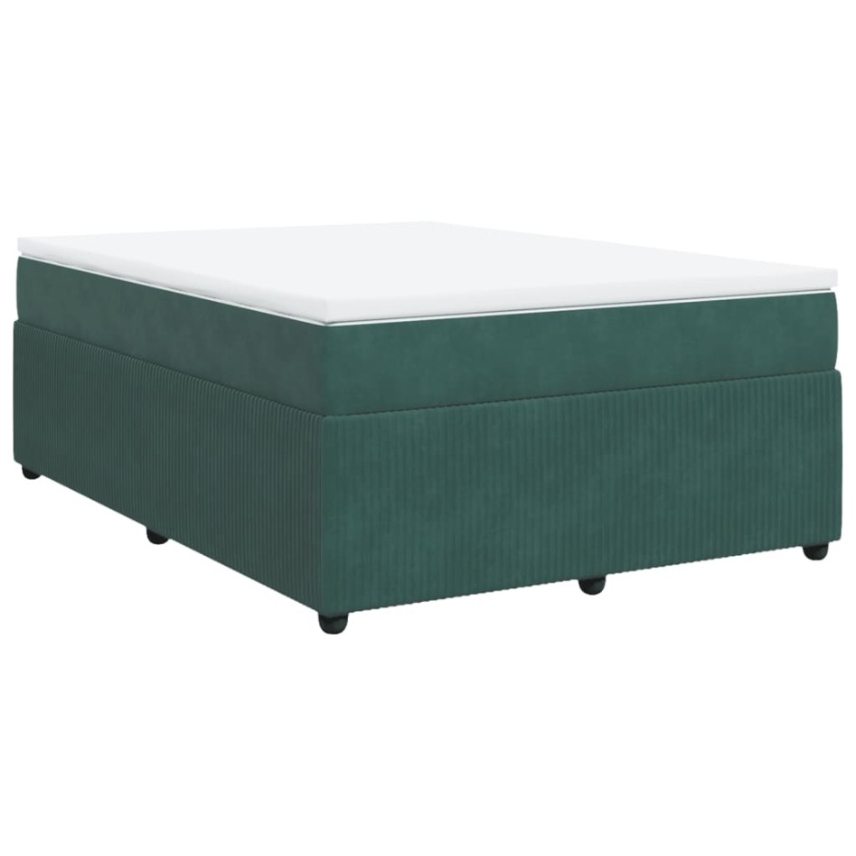 Cama box spring con colchón terciopelo verde oscuro 140x190