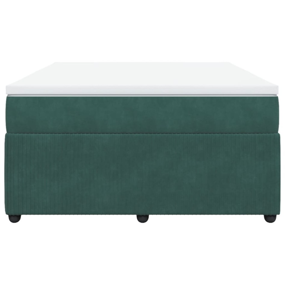 Cama box spring con colchón terciopelo verde oscuro 140x190