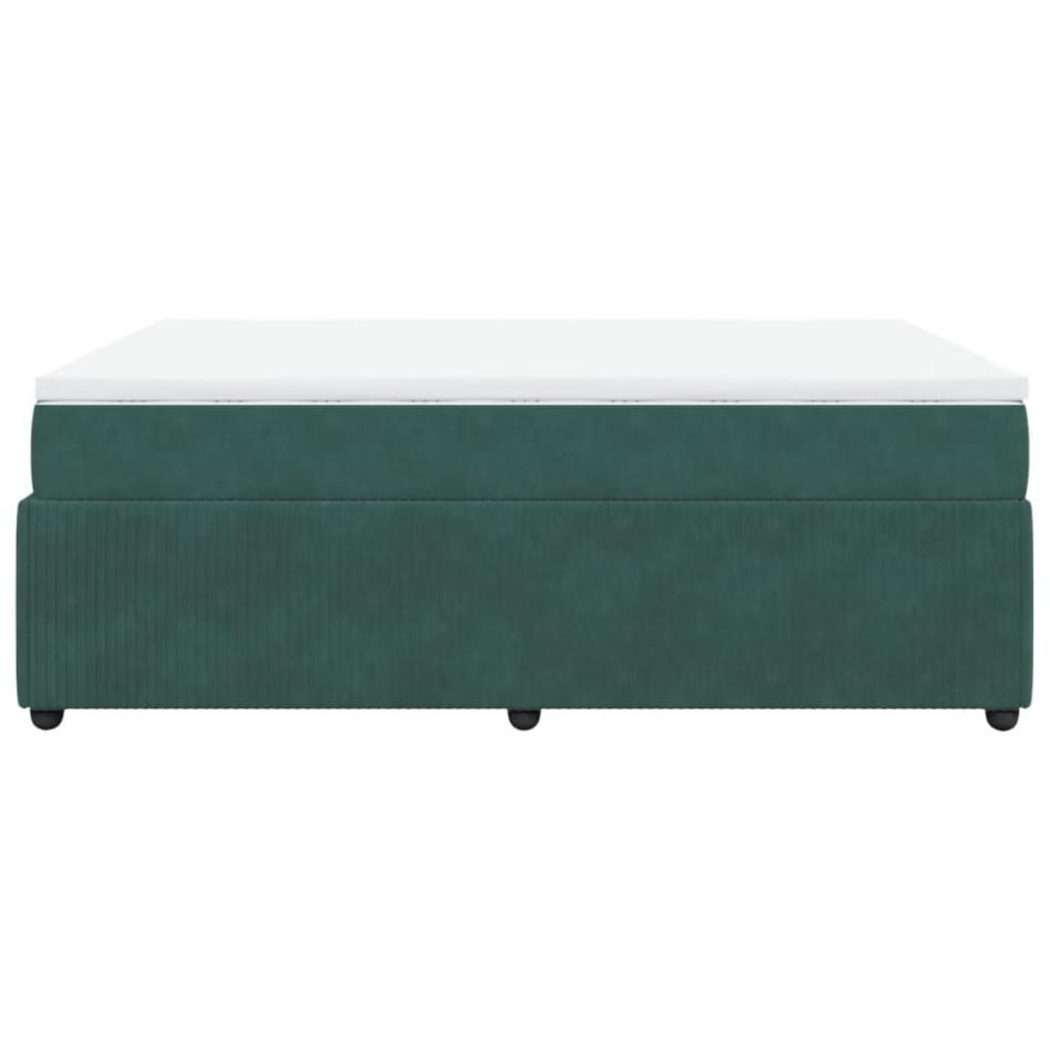 Cama box spring con colchón terciopelo verde oscuro 140x190