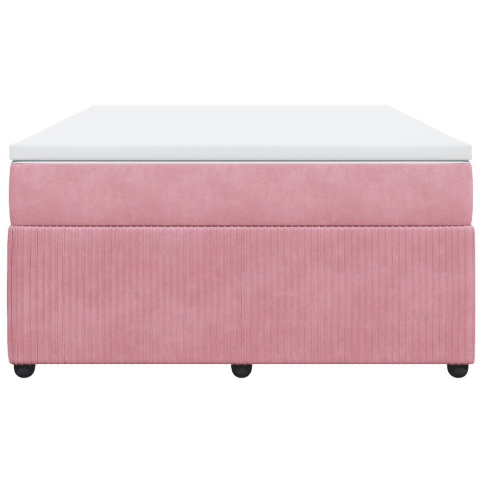 Cama box spring con colchón terciopelo rosa 140x190