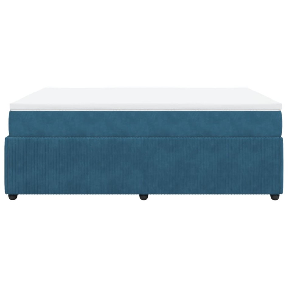 Cama box spring con colchón terciopelo azul oscuro 140x200