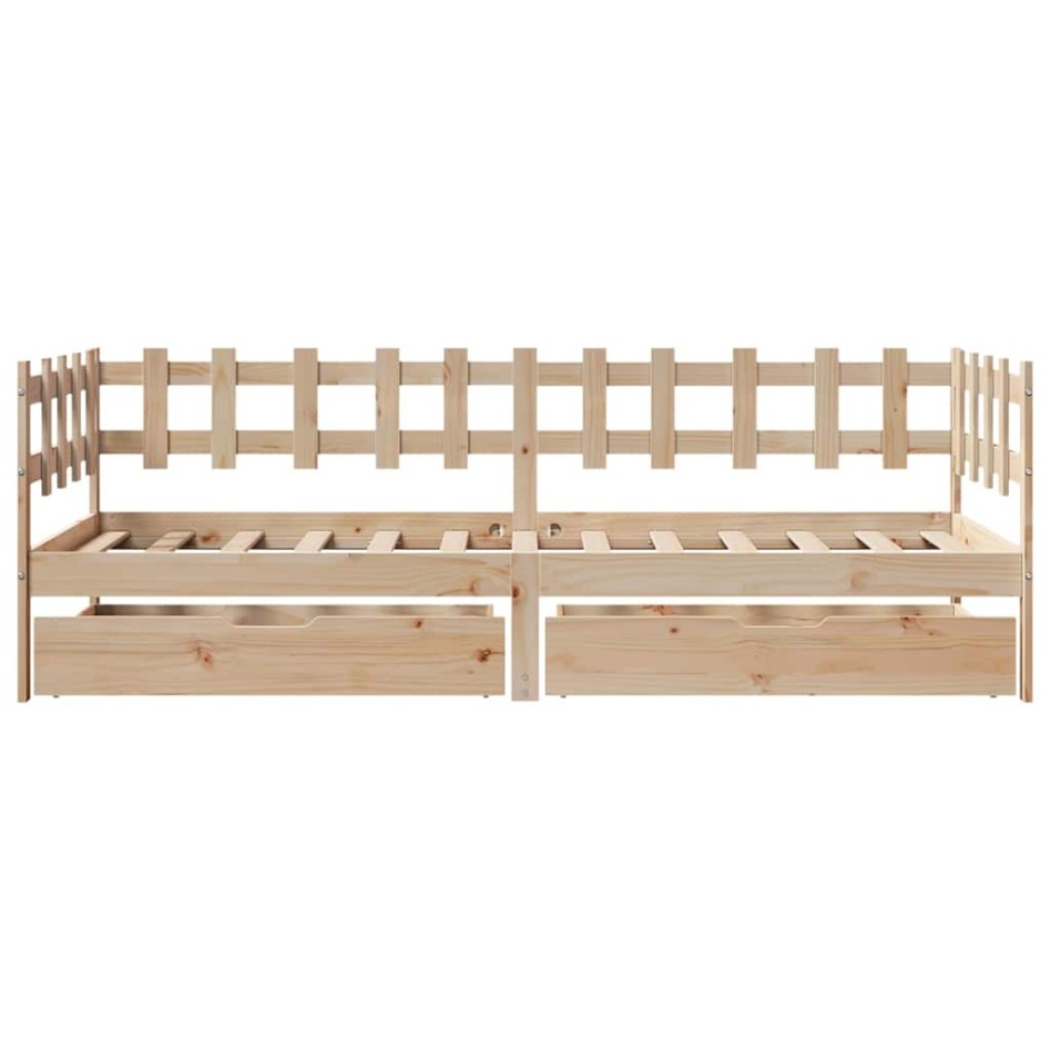 Sofá cama con cajones madera maciza de pino 90x190